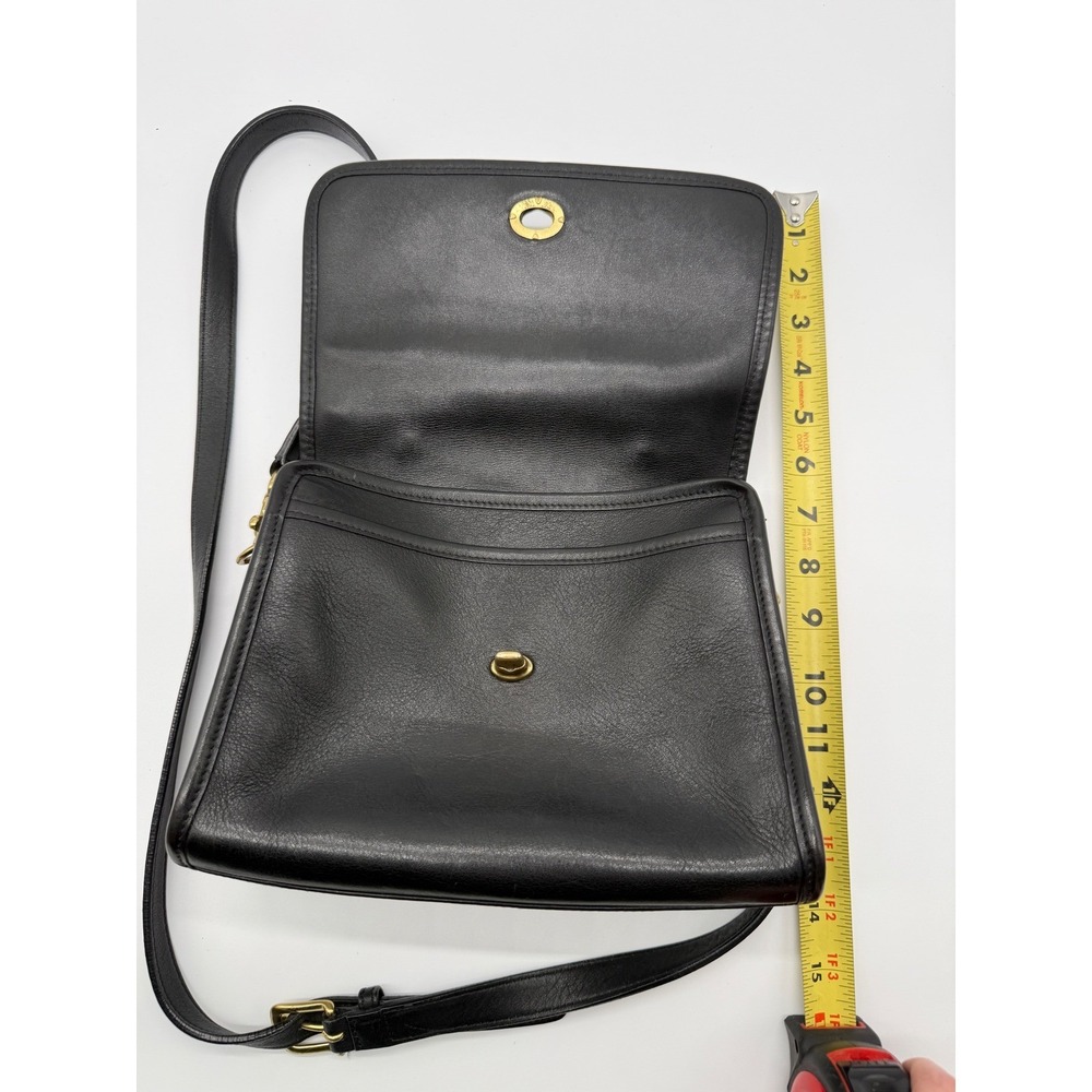 Coach Vintage Willis Bag 9927 Black Leather Crossbody Top Handle Brass Hardware - Picture 7 of 16